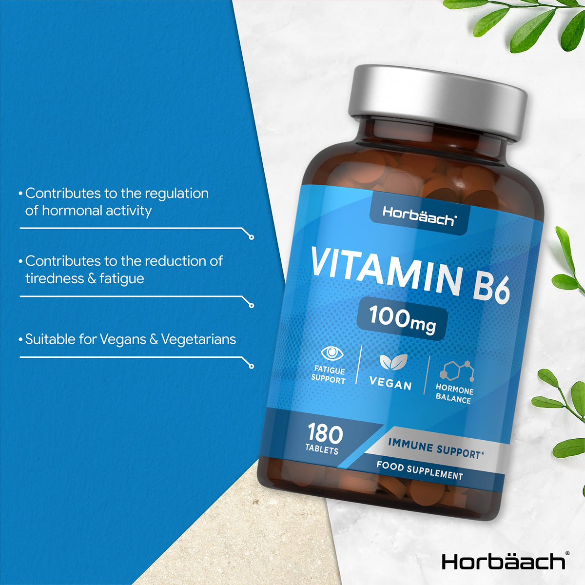 Vitamin B6 100mg - 180 High Strength Tablets - Regulation of Hormonal Activity & Fatigue