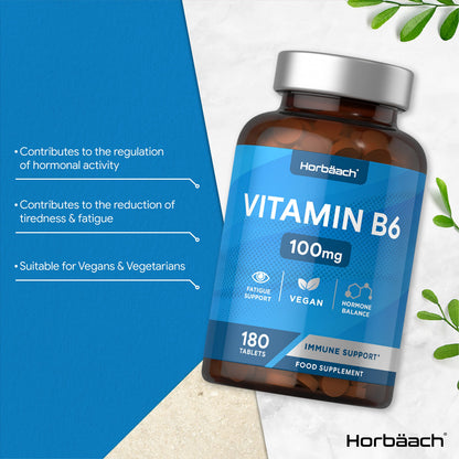 Vitamin B6 100mg - 180 High Strength Tablets - Regulation of Hormonal Activity & Fatigue