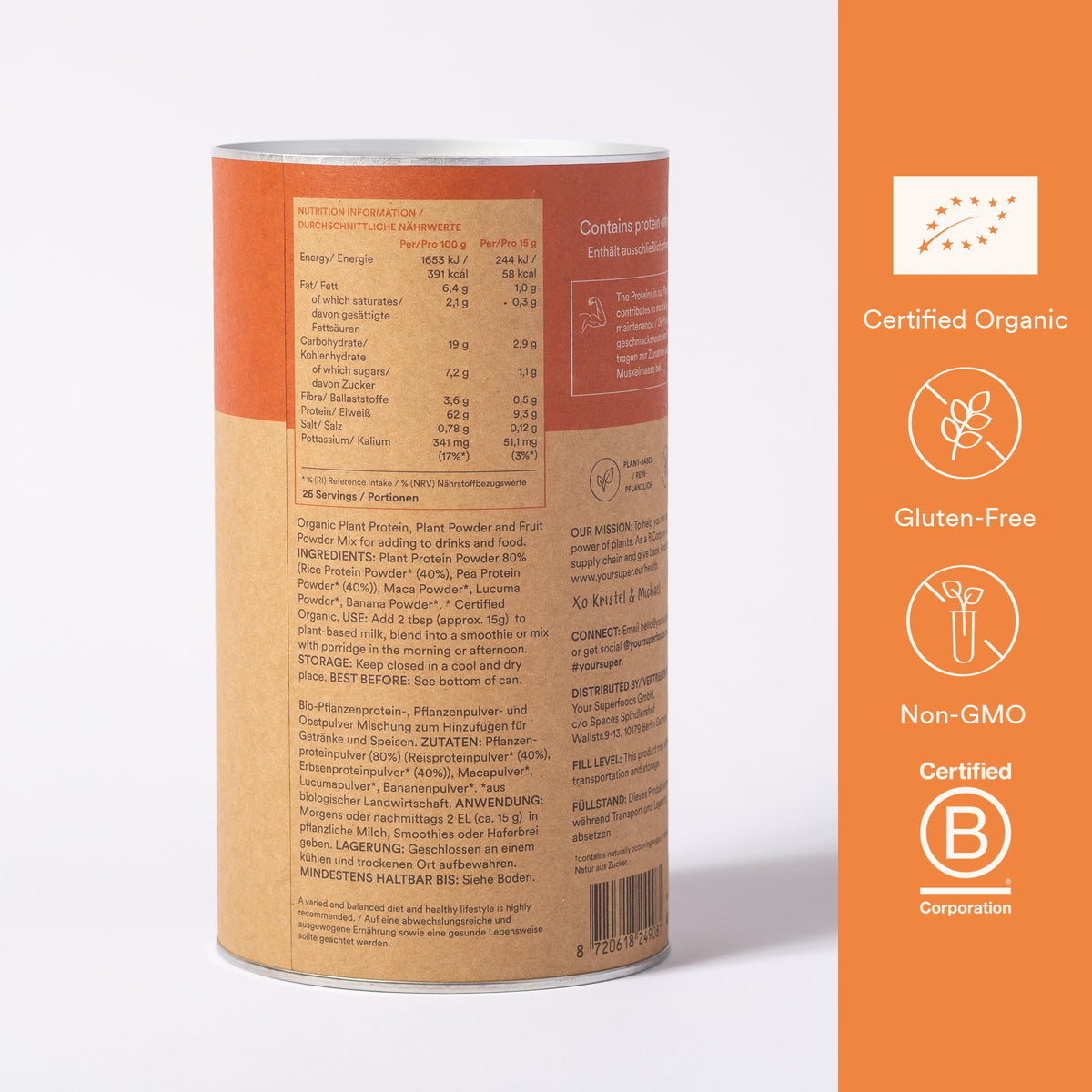 Your Super Plant Protein Organic Superfood Powder - Plant Based Protein Powder for Muscle Growth