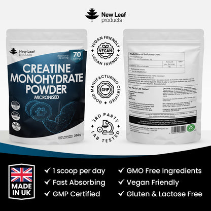 Creatine Monohydrate Powder 100% Pure Micronized Creatine - 350g Increased Absorption