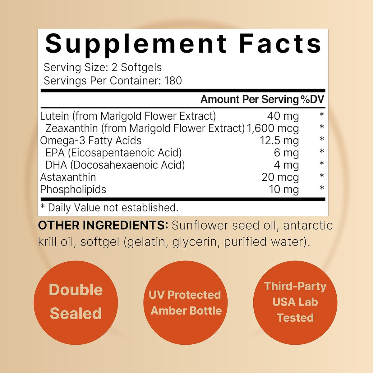 Lutein 40mg + Zeaxanthin 1,600mcg, 360 Softgels - 4-in-1 Formula with Astaxanthin, Omega-3 & Phospholipids - Marigold Flower Extract - Supports Eye, Brain & Vision Health - Non-GMO, Gluten Free