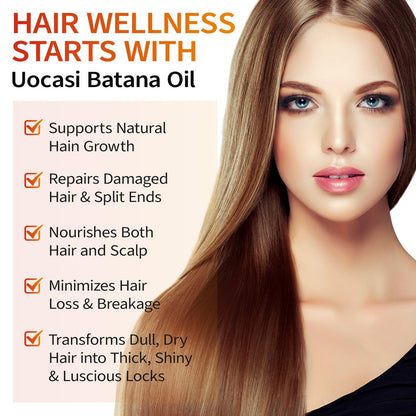Uocasi Pure Batana Oil for Hair Growth, Unrefined Raw Oil to Thicken Hair - Natural Hair Strengthening Treatment, 2.02 Oz