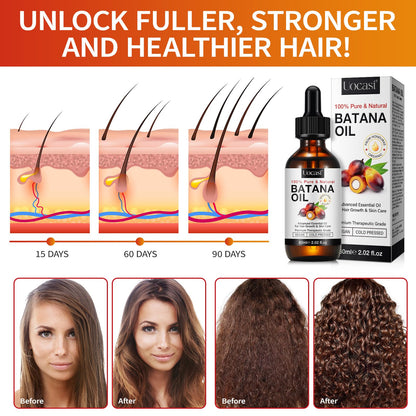 Uocasi Pure Batana Oil for Hair Growth, Unrefined Raw Oil to Thicken Hair - Natural Hair Strengthening Treatment, 2.02 Oz