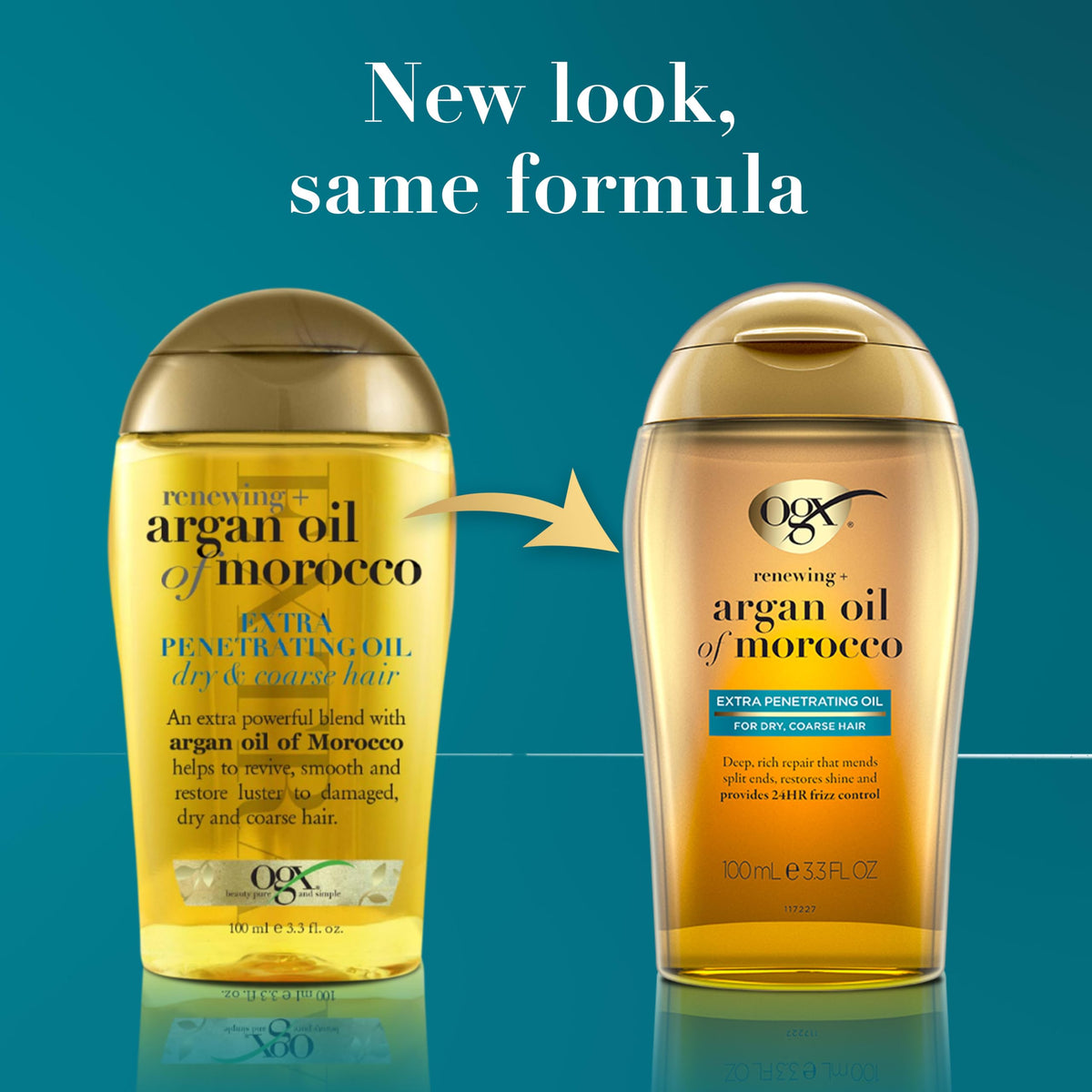 OGX Renewing + Argan Oil of Morocco Hair Oil, Extra Strength Penetrating Serum Treatment for Dry, Damaged, Frizzy, Curly & Coarse Hair, Cold-Pressed Argan Oil, Shine, 3.3 Fl Oz