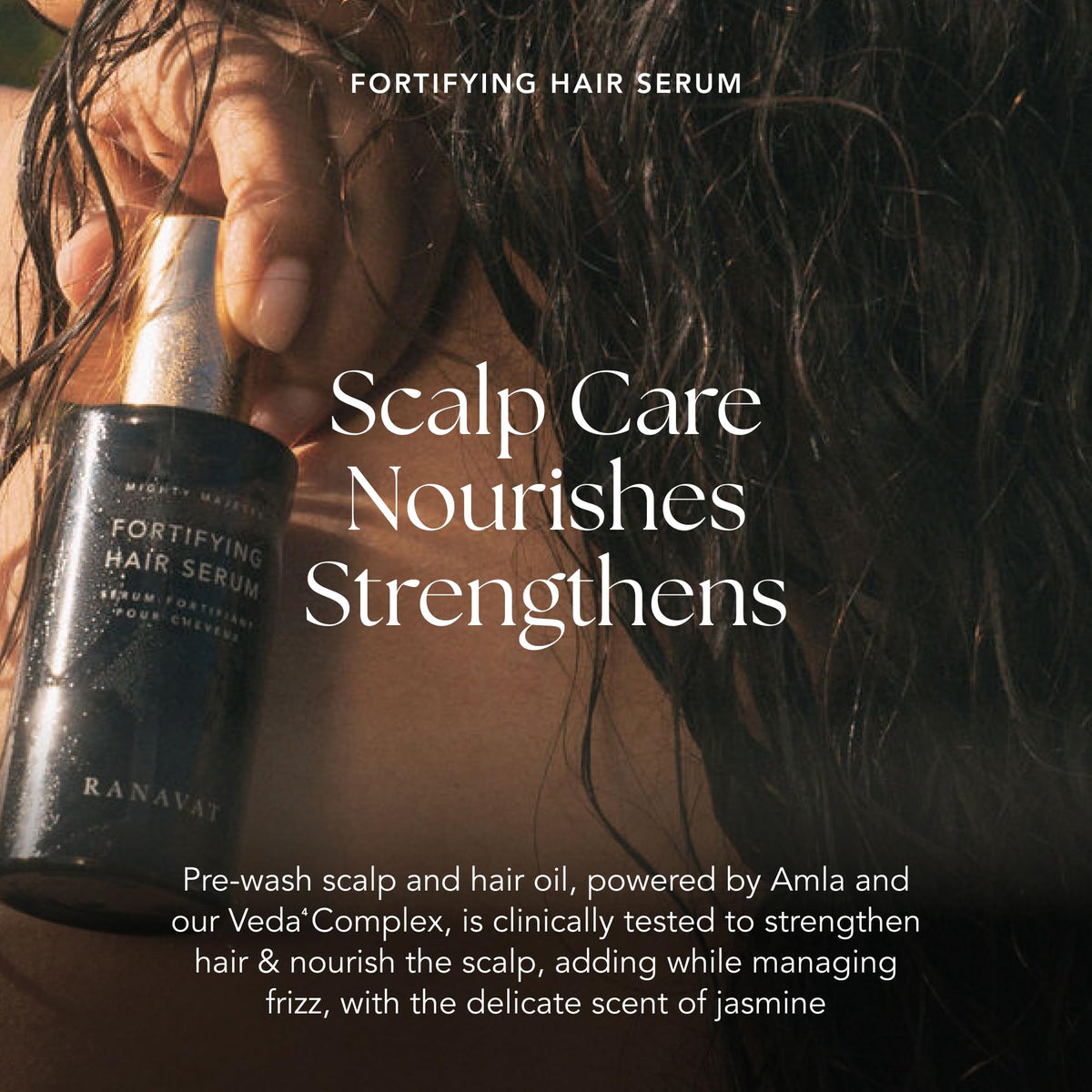 RANAVAT BOTANICS RANAVAT Mighty Majesty - Fortifying Hair Serum - Hair Oil Serum for Scalp Hydration, Frizz Control, & Hair Shine - With Jasmine and Amla Extract (1.7 oz)