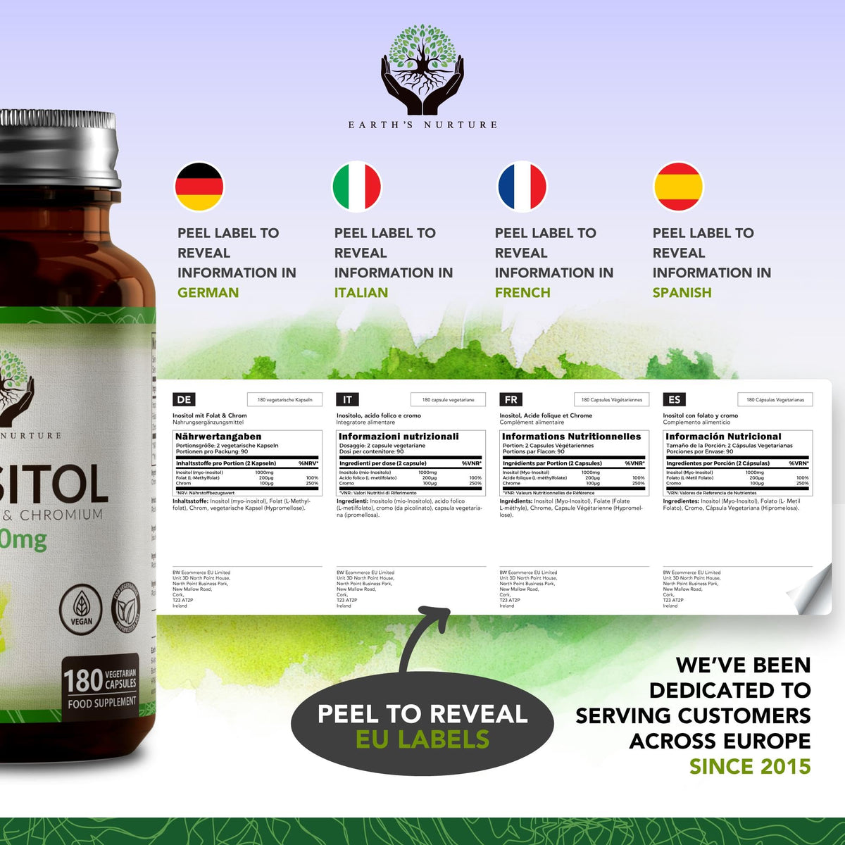 EN Myo-Inositol Chromium & Folate Blend - 1000mg Myo Inositol Per Serving - 180 Vegan