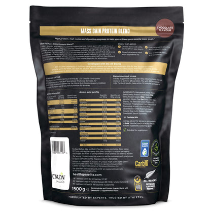 Healthspan Elite All Blacks Mass Gain Protein Blend (1500g) - Chocolate - 28g of Protein