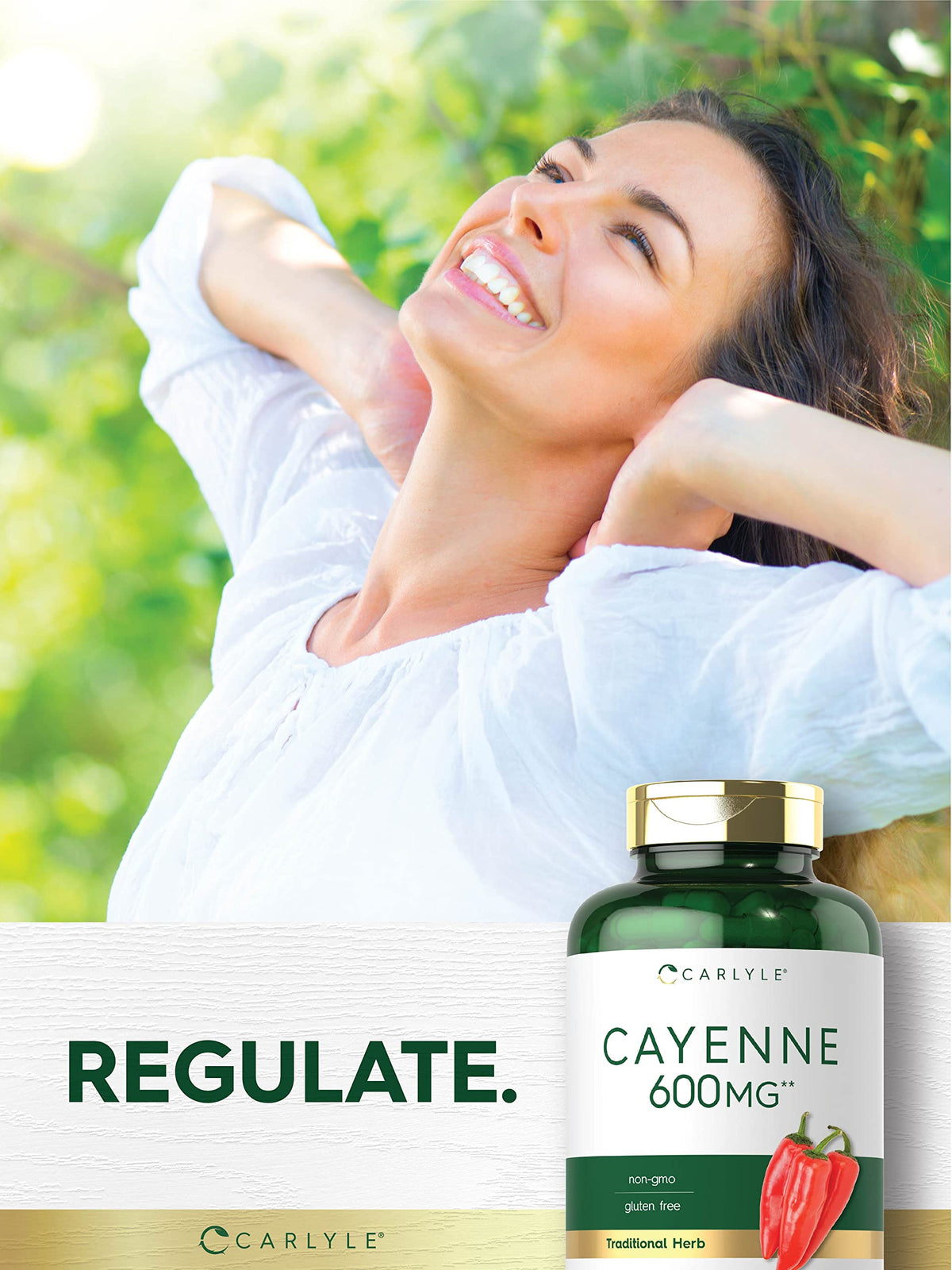 Carlyle Cayenne Pepper Capsules 600mg - 350 Pills - Non-GMO, Gluten Free Supplement