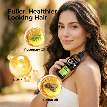 HyperHair Rosemary Oil for Hair Growth, Cold-Pressed Rosemary Oil with Biotin, Nourishing Hair Growth Oil for Scalp Care, Thicker-Looking Hair, Stronger Strands & Split End Care, 4 Fl Oz