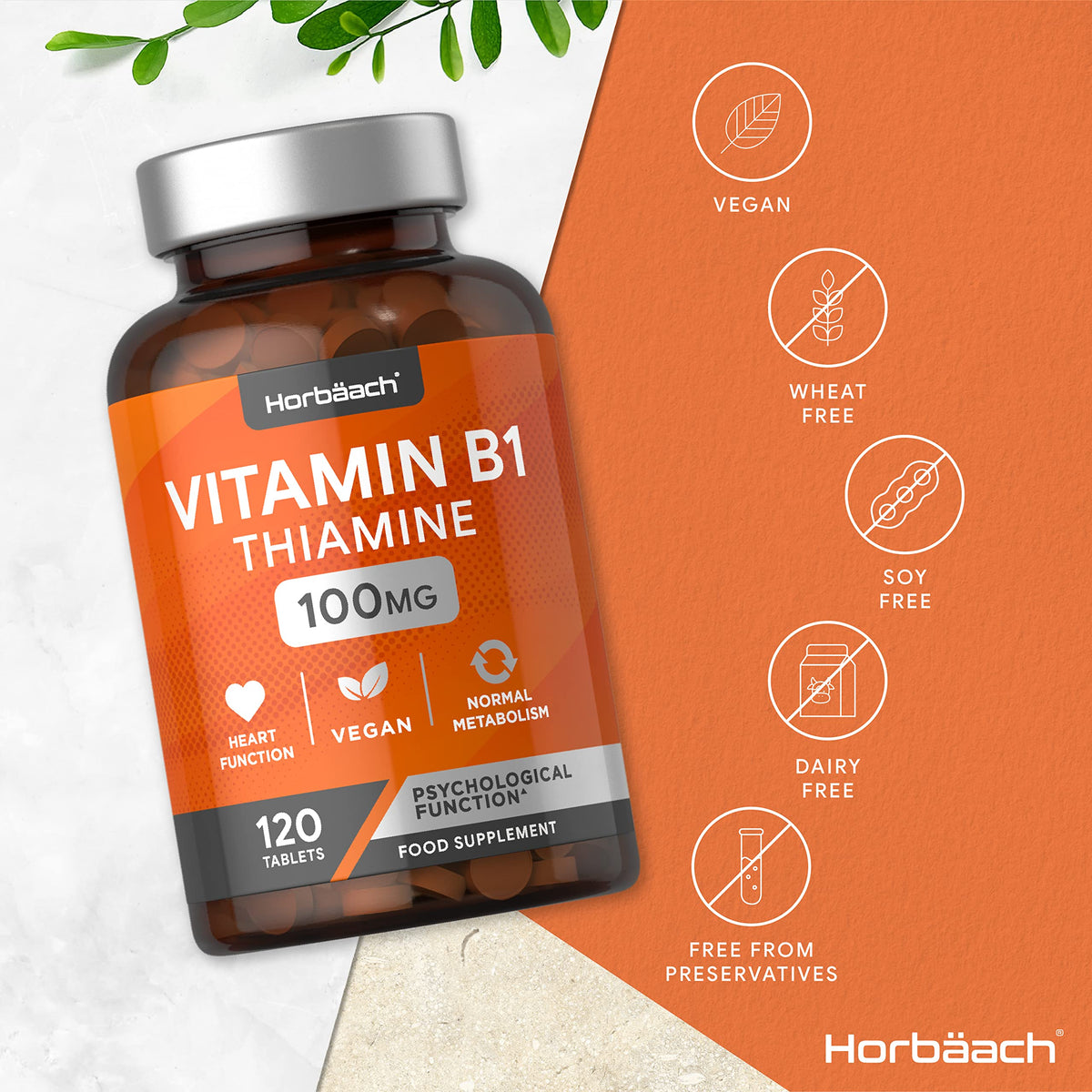 Vitamin B1 Thiamine High Strength 100mg - 120 Vegan Tablets - No Artificial