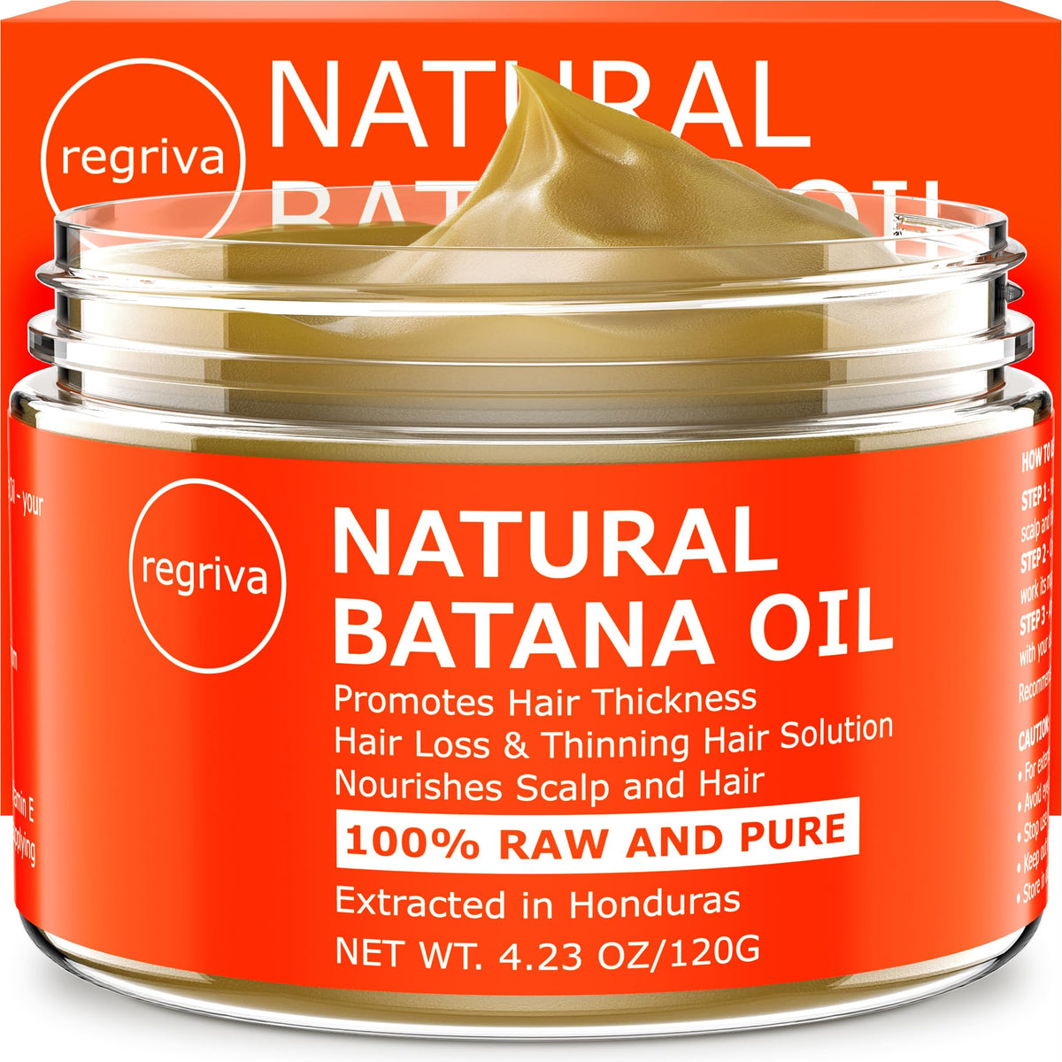 Raw Batana Oil for Hair Growth - Unrefined Pure 100% Organic Natural Batana From Honduras, Dr. Sebi Unrefined for Thick and Strong Natural Hair, Cold Pressed Cosmetic Scalp Mask Men & Women 4.23 OZ