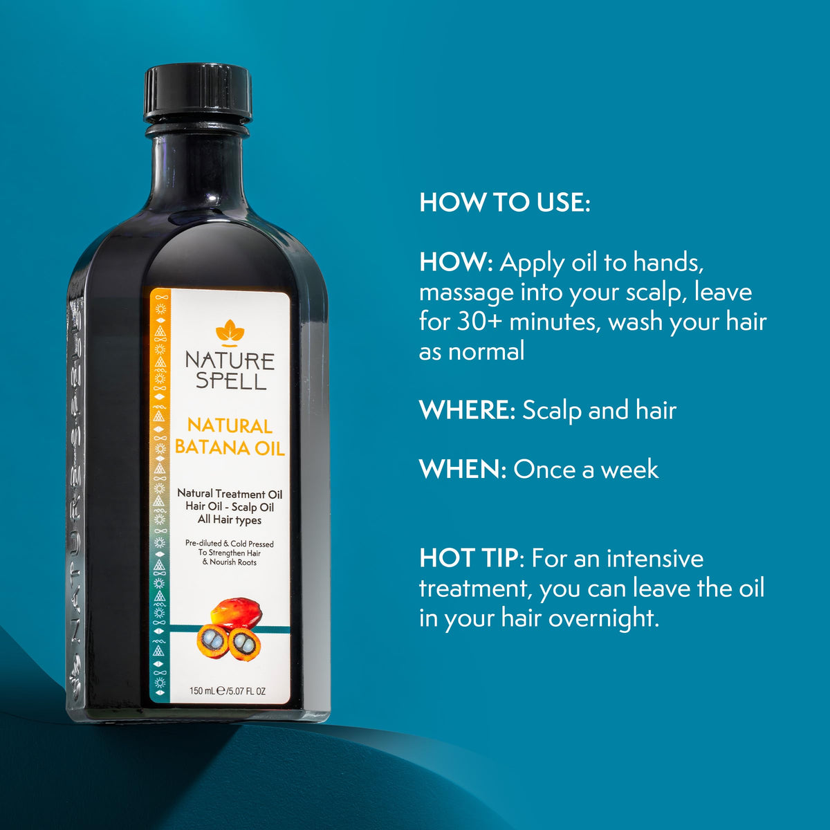 Nature Spell Batana Oil for Hair Growth with Comb Applicator, 5.07 Fl Oz