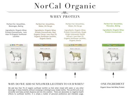 NorCal Organic Chocolate Whey Protein - 2lbs - 100% USA Grass-Fed, USDA Certified