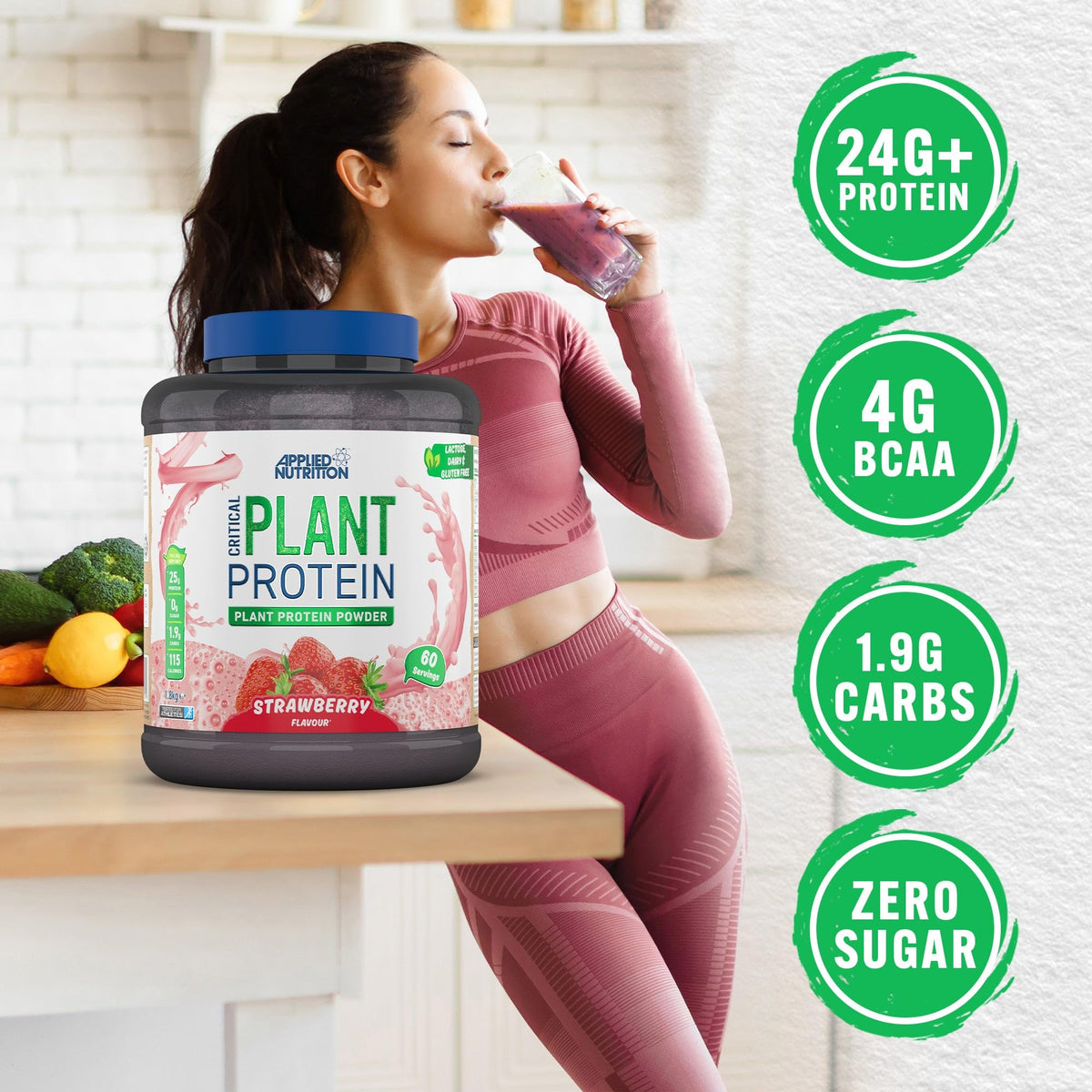 Applied Nutrition Plant Protein Powder - Critical Plant Vegan Protein Shake with SOYA