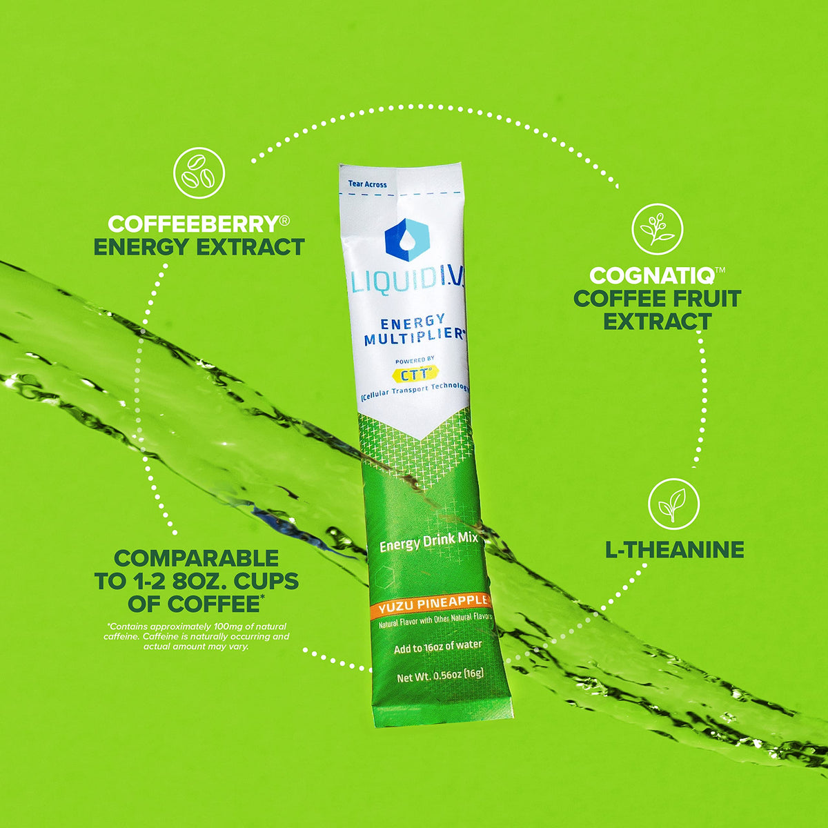 Liquid I.V. Hydration + Energy Multiplier - Yuzu Pineapple - Hydration Powder Packets