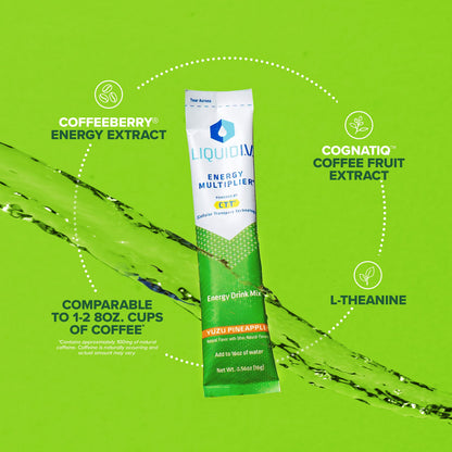 Liquid I.V. Hydration + Energy Multiplier - Yuzu Pineapple - Hydration Powder Packets