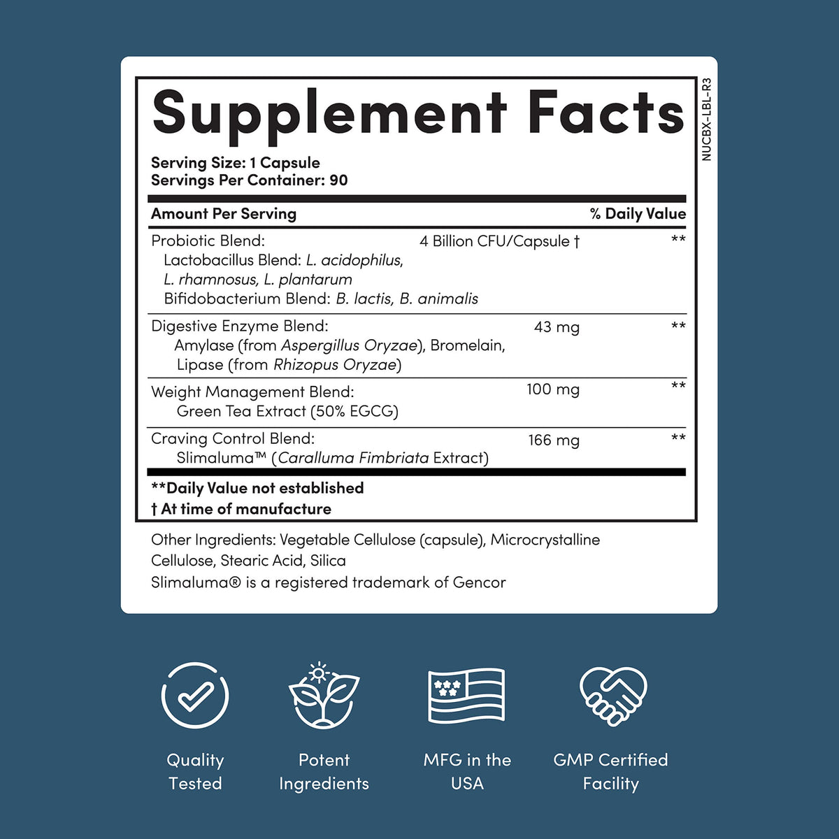 Nucific Bio-X4 4-in-1 Weight Management Probiotic Supplement, 90 Count.