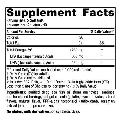 Nordic Naturals Ultimate Omega, Lemon Flavor - 90 Soft Gels - 1280 mg Omega-3