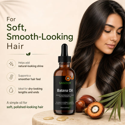 SANOOR Batana Oil for Hair, Lash, Brow & Skin Care, Premium Cosmetic Oil for Scalp Massage, Hair Lengths, Ends, Eyebrows, Eyelashes & Dry-Feeling Skin, 60 ml