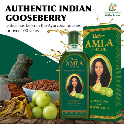 Dabur Amla Hair Oil - Nourishing Herbal Oil with Pure Amla and Botanical Extracts for Healthy, Moisturized Scalp, Strong, Shiny Hair - Ayurvedic Strengthen Roots for Men & Women - 500 ml (Pack of 3)
