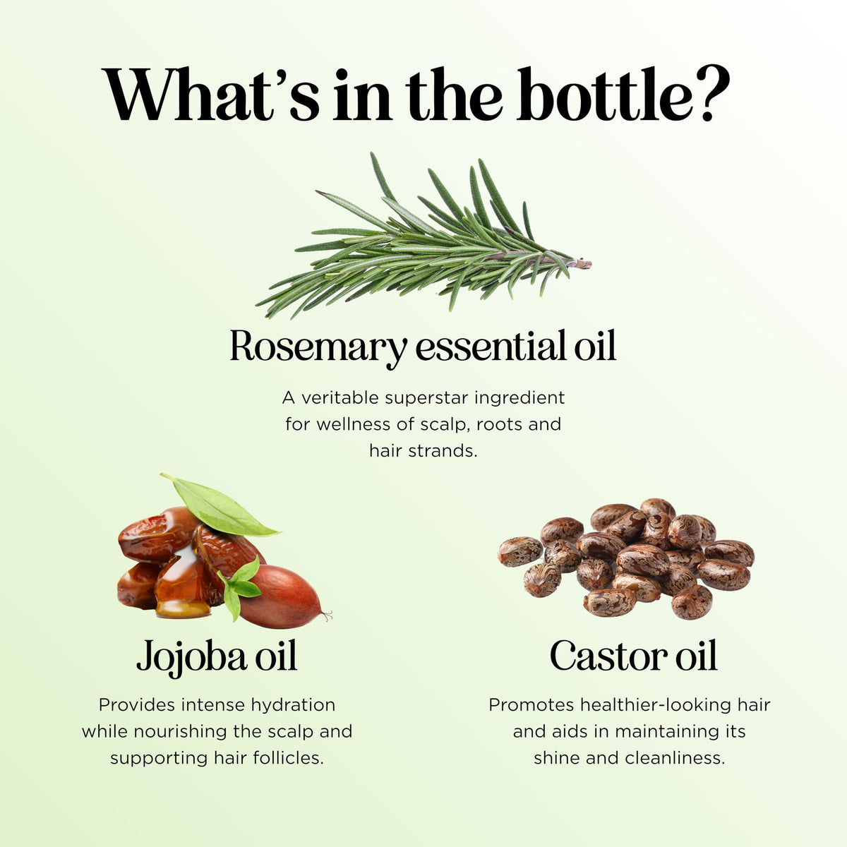 Volumizing Rosemary Hair Oil Serum - Moisturizing Scalp and Hair Oil for Men & Women Infused with Amla Black Castor Pumpkin Argan & Jojoba - Lightweight Hydrating Vegan & Color Safe (Rosemary Scent)