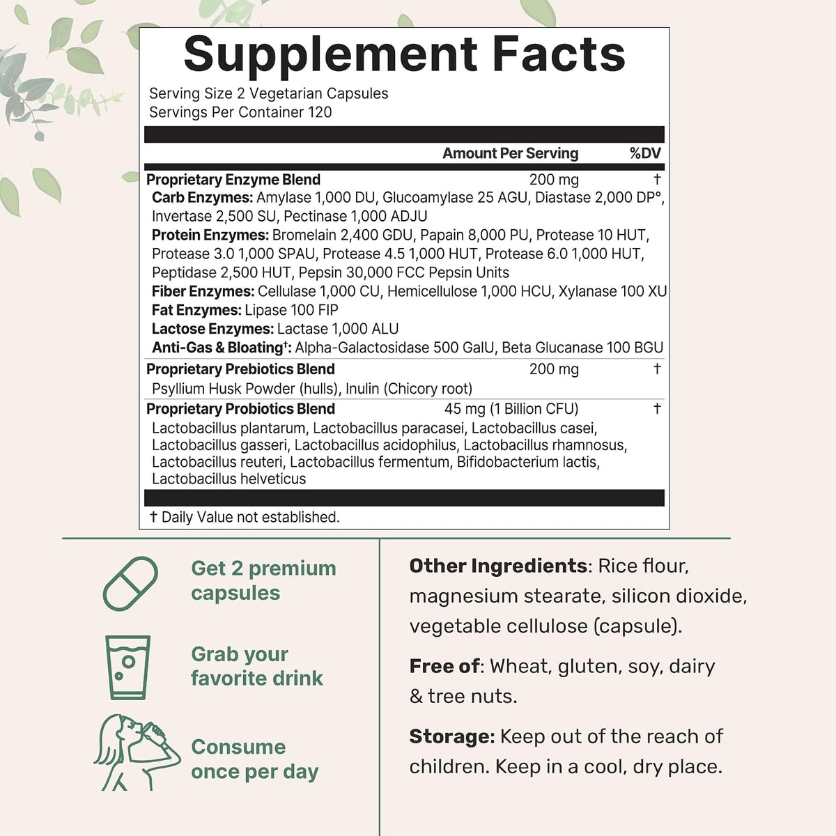 Micro Ingredients Super Enzymes with Prebiotics & Probiotics, 240 Veggie Capsules - Digestive Enzymes for Women & Men - Probiotic, Bromelain, Psyllium Husk & More - Immune & Gut Health Support*