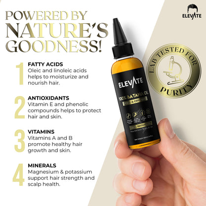 Elevate Batana Oil for Hair Growth - 100% Pure & Natural Raw Dr. Sebi Organic Oil from Honduras - Cold Pressed Chemical-Free for Thickness & Scalp Care Skin - Thicker Stronger Hair 4 Fl Oz 2 Pack