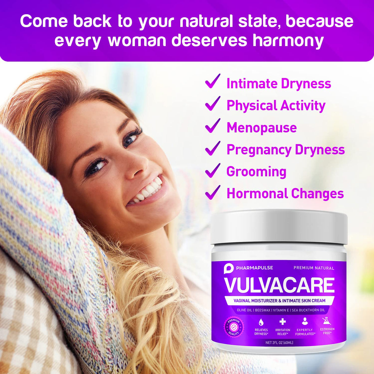 Pharmapulse Vaginal Moisturizer, Vulva Balm Cream, Intimate Skin Care, Menopause Support