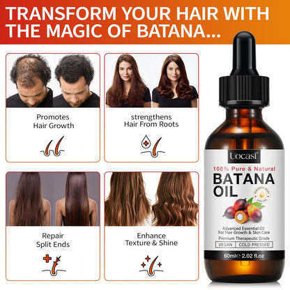 Uocasi Pure Batana Oil for Hair Growth, Unrefined Raw Oil to Thicken Hair - Natural Hair Strengthening Treatment, 2.02 Oz