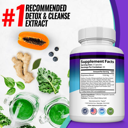 Toplux Keto Detox Pills Advanced Cleansing Extract - 1532 Mg Natural Acai Colon