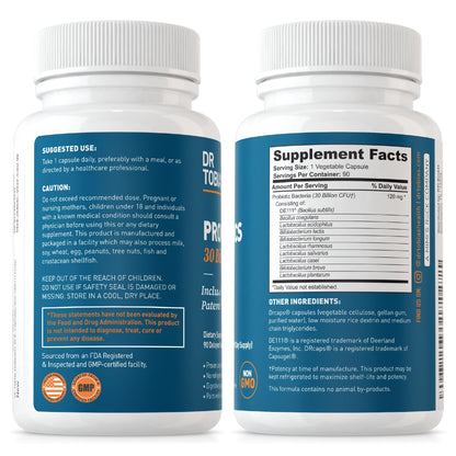 Dr. Tobias Probiotics 30 Billion, 10 Strains, 30 Billion CFU's, Targeted Release Probiotics
