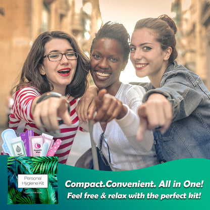 Menstrual Kit All-in-One - Convenience on The Go - Single Period Kit Pack for Travelling, Tweens