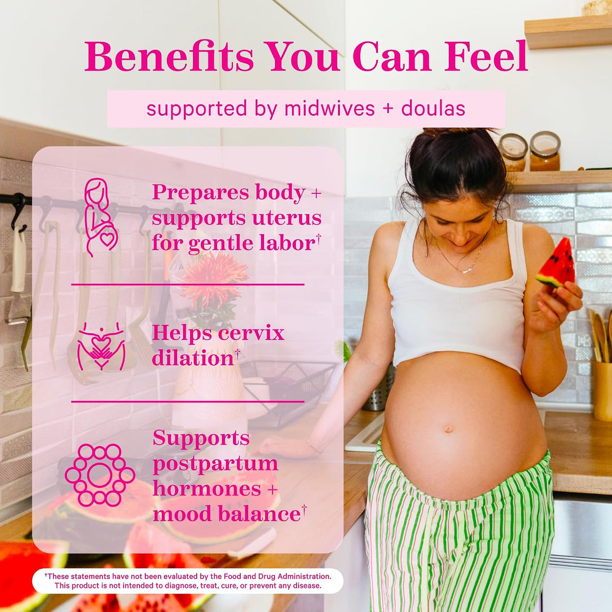 Pink Stork Red Raspberry Leaf Gummies for Labor Prep, 60 Count - Evening Primrose Oil + Black Cohosh, Pregnancy + Postpartum Mood Essentials, Vegan, Non-GMO