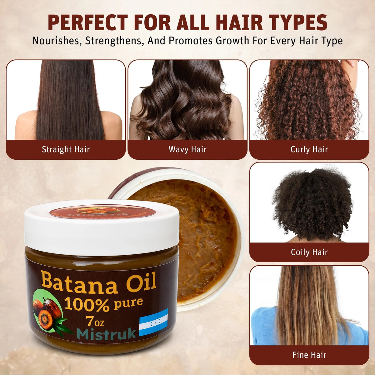 Mistruk 100% Pure Batana Oil from La Moskitia Honduras for Hair Growth (7 oz) Natural Hair Loss Treatment, Unrefined Raw Butter for Dry Damaged Scalp, Deep Repair for Thicker Longer Healthier Hair
