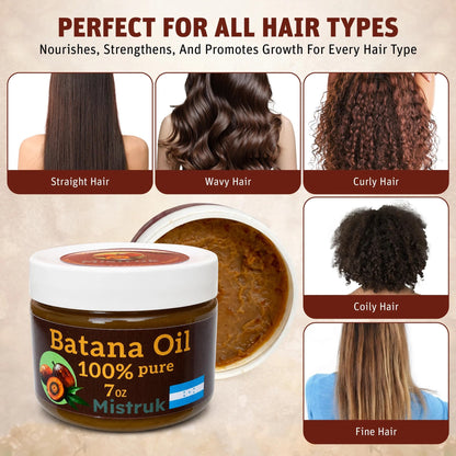 Mistruk 100% Pure Batana Oil from La Moskitia Honduras for Hair Growth (7 oz) Natural Hair Loss Treatment, Unrefined Raw Butter for Dry Damaged Scalp, Deep Repair for Thicker Longer Healthier Hair
