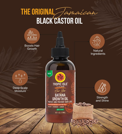 Tropic Isle Living Castor Oil for Hair Growth - 5x Jamaican Black Castor Oil Hair Food 4oz Bundle - Black Castor-Oil for Edges, Roots & Ends, Organic JBCO - Gift Set (5 Items)