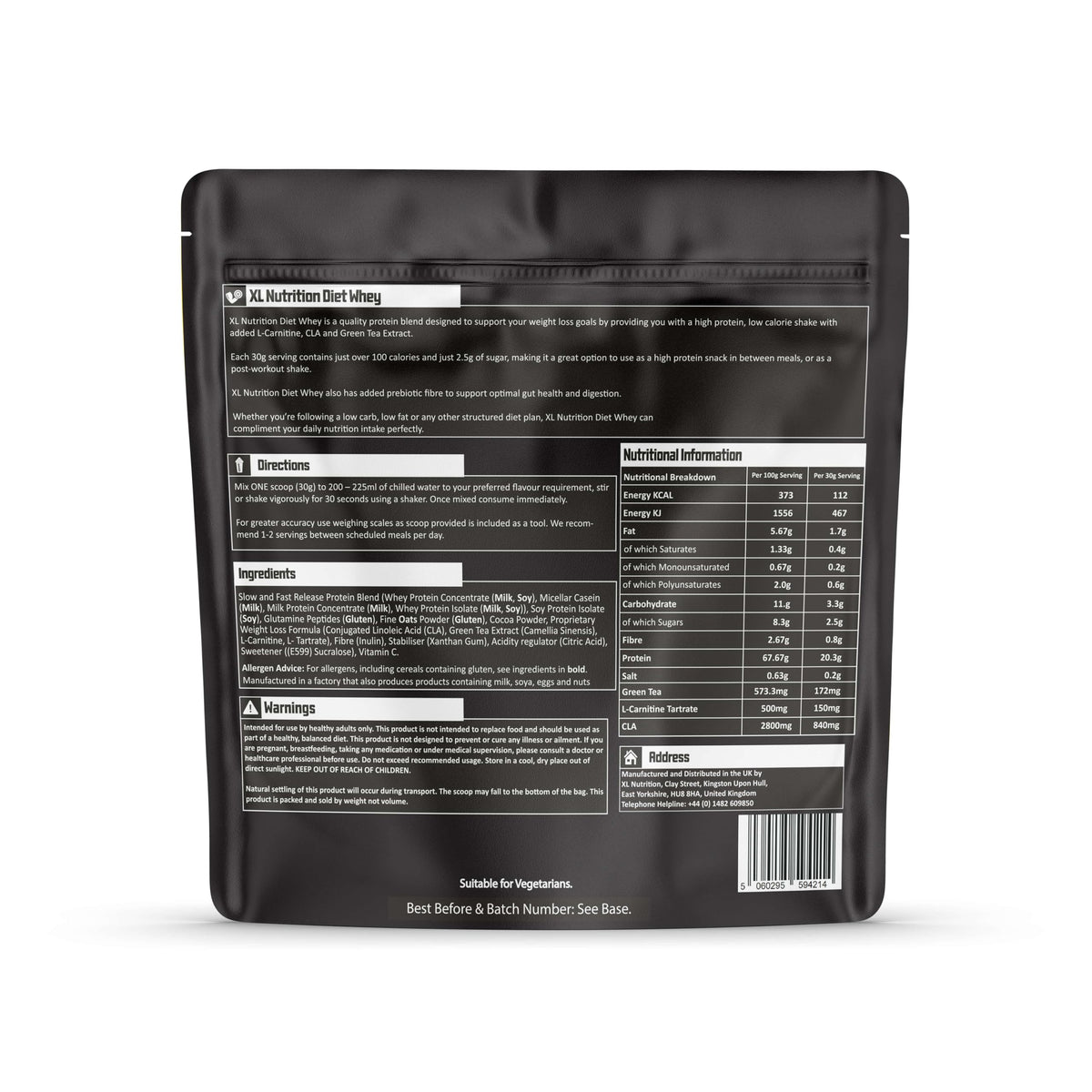 XL Nutrition Xtra Diet Whey Protein - 112 Calories - with Added L Carnitine and Green Tea Extract