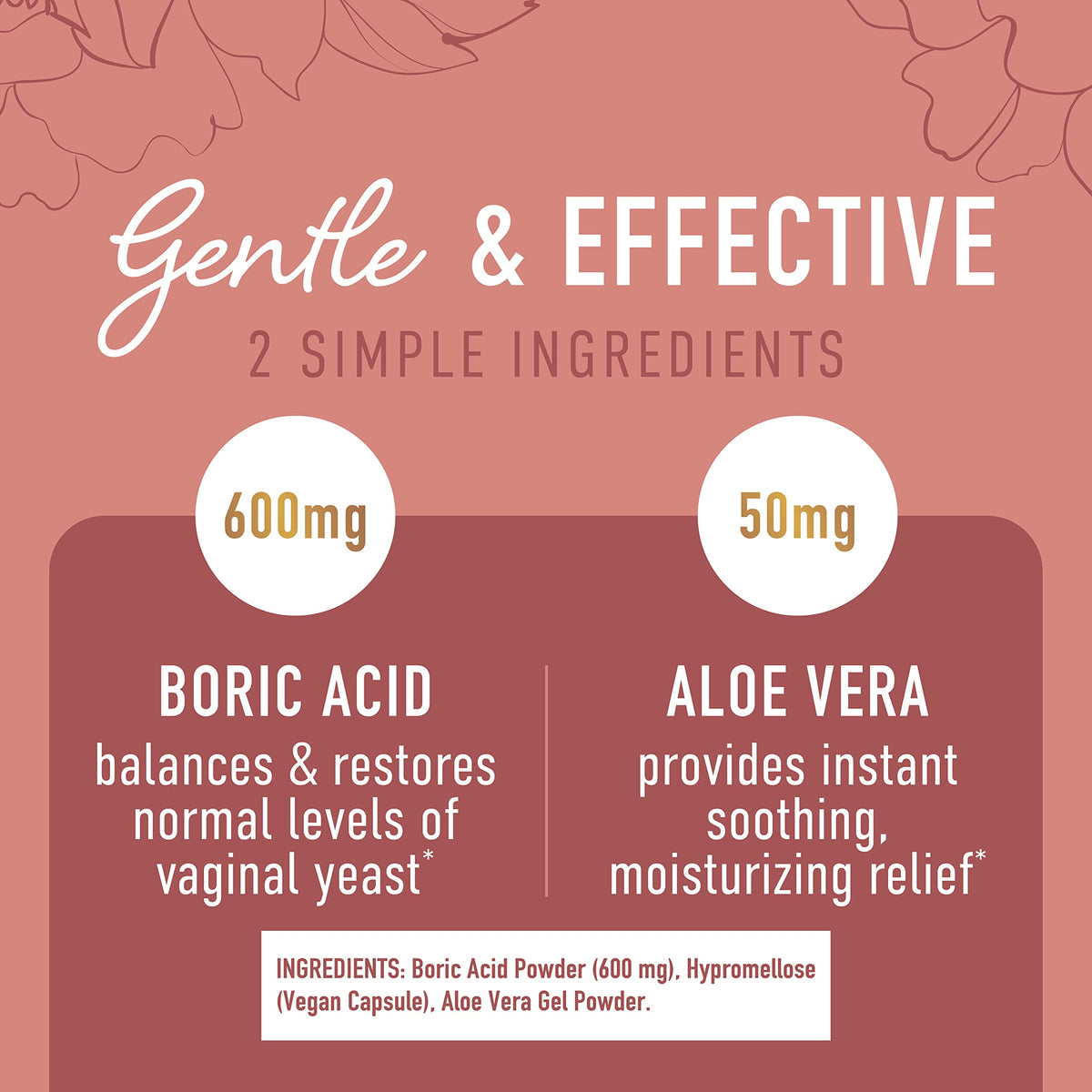 Boric Acid Suppositories for Women - 600mg - for pH Balance, Vaginal Odor & Itching - Feminine Intimate Health