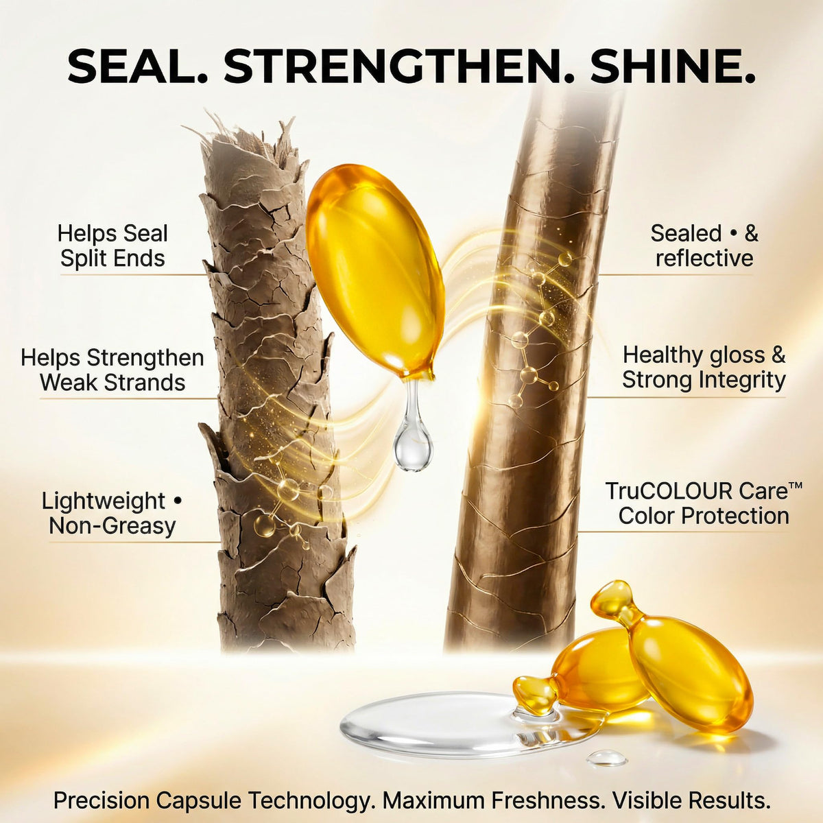 SNOB GIRLS Strength Repair Hair Serum Capsules - Damaged Hair, Split End Repair & Bond Sealing - Argan Oil, Peptides, Ceramides - Vegan, Mineral Oil-Free, Color-Safe - Leave-In Serum - 15Ct