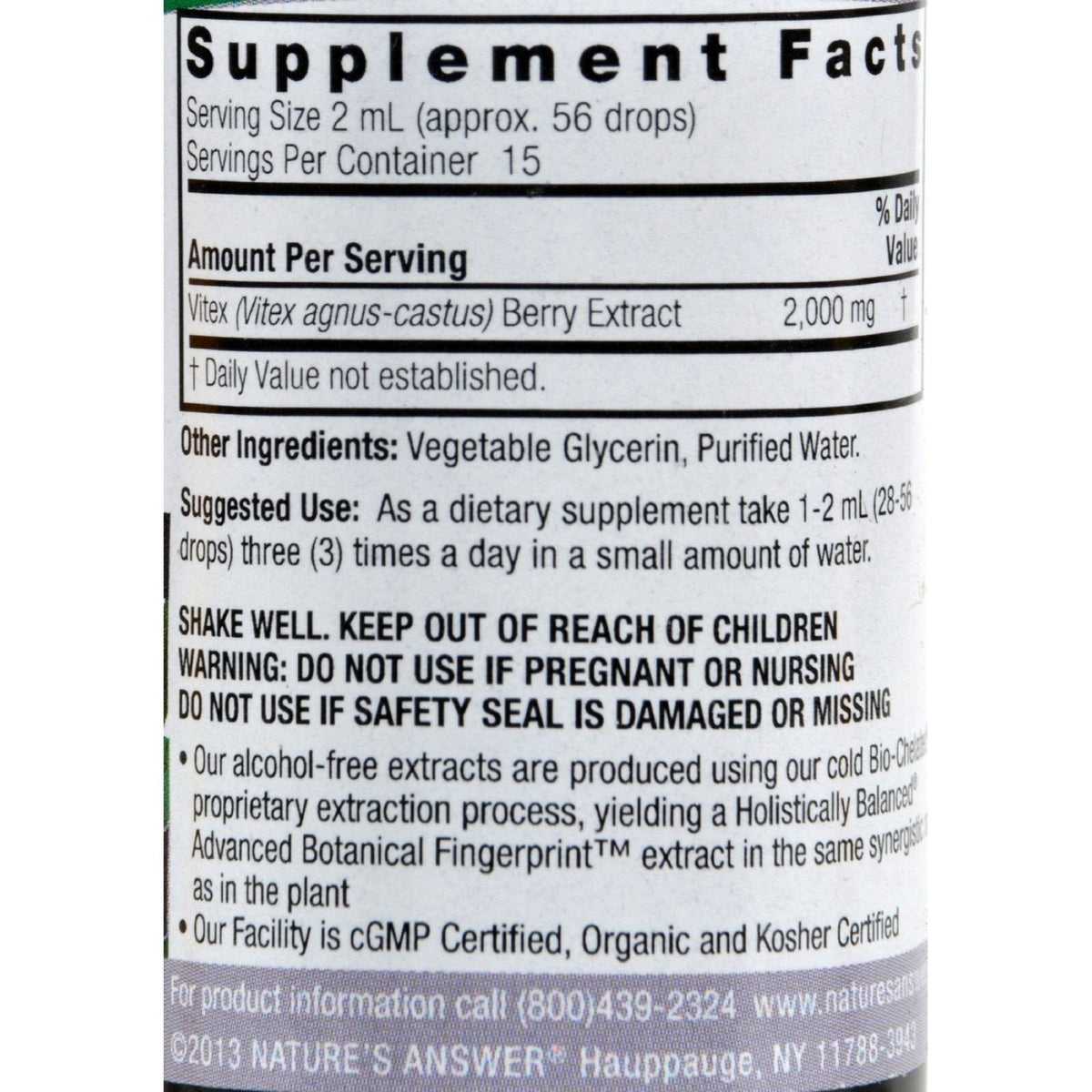 Nature's Answer Vitex Berry Alcohol Free 1 Ounce ( 2 Pack ) - Support Female Hormonal Balance
