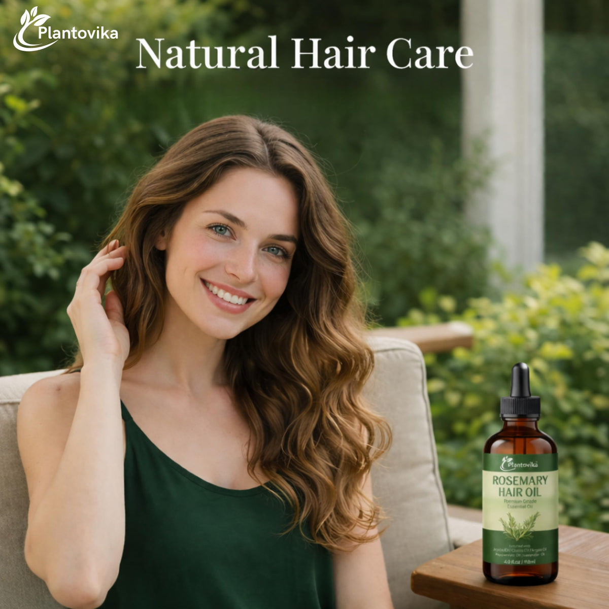 Plantovika Rosemary Oil for Hair Growth - Hair Growth Oil with Jojoba, Castor, Argan, Peppermint & Lavender - Scalp & Hair Strengthening Treatment for Women & Men (2 Fl Oz)