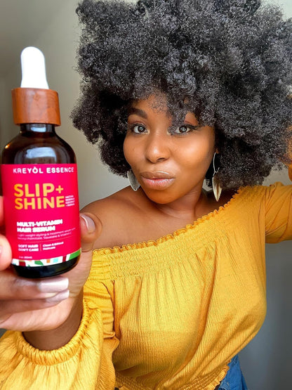 Kreyol Essence - 2 Oz Protect + Shine Hair Serum, Lightweight Moringa Oil Treatment, Multivitamin Hair Serum, Haitian Black Castor Oil, Grape Seed, Squalane and Argan Oil
