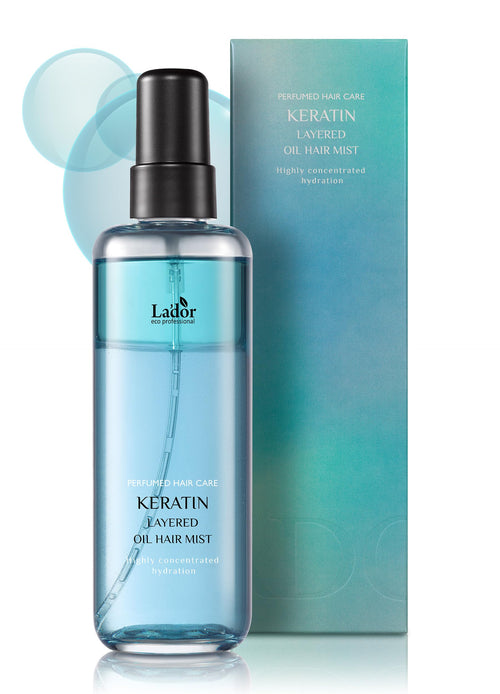 LA'DOR LADOR Keratin Hydrating Anti-Frizz Oil Water Perfume Heat Protectant Hair Mist - Leave-In Treatment Spray for Dry Damaged Hair Korean Haircare 4.4 Fl Oz