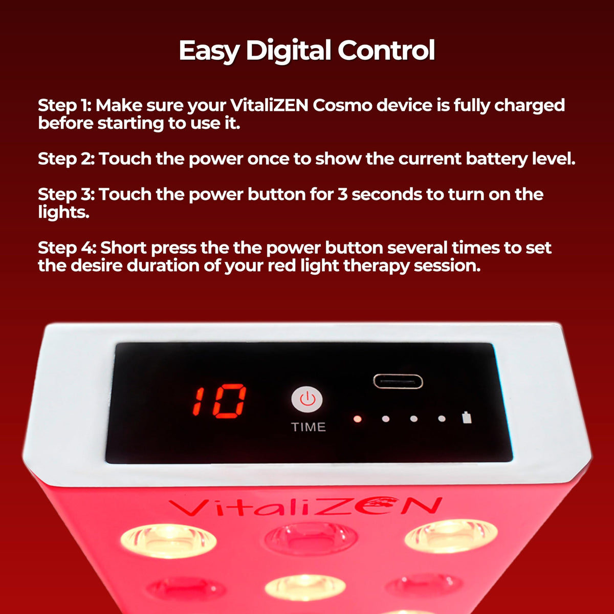 VitaliZEN Cosmo 60 Watt, Rechargeable Red & Near-Infrared Light Therapy Device. 660nm & 850nm