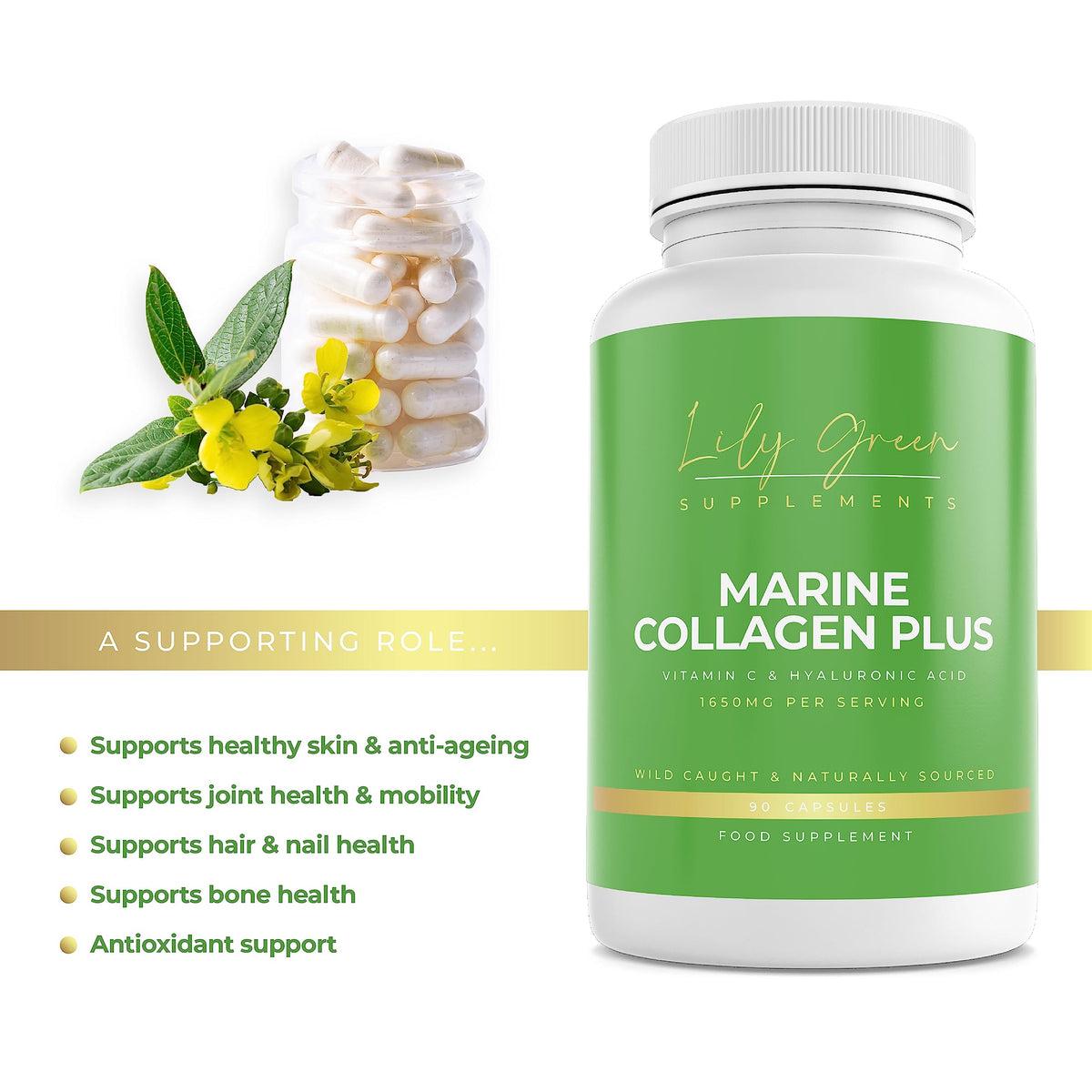 Lily Green - Marine Collagen with Hyaluronic Acid & Vitamin C - 1650mg per Serving