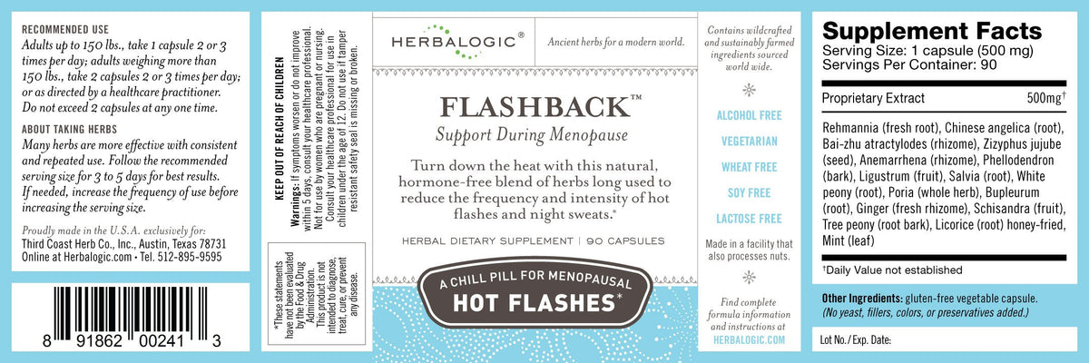 Herbalogic - Flashback Herb Capsules - Natural Relief for Menopausal Hot Flashes, Night Sweats, Sleeplessness