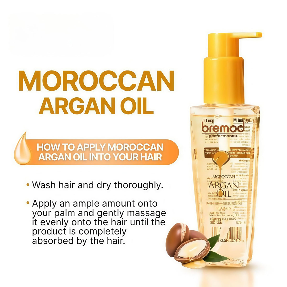 Leave-In Moroccan Argan Oil Hair Oil - Vitamin E Oil& Keratin Hair Treatment for Repairing Dry, Frizzy & Damaged Hair - Deep Nourishing Hair Serum, Anti-Frizz & Split End Repair 3.3Fl Oz