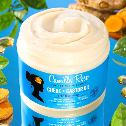 Camille Rose Black Castor Oil + Chebe Hair Strengthening Oil + Deep Conditioner for Dry, Damaged Hair - Strengthen & Replenish Moisture, Revitalize Textured, Curly Hair