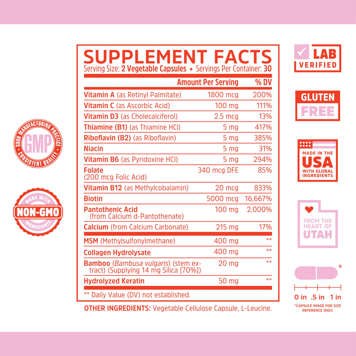 Zhou Hairfluence, Hair Growth Supplement with Biotin 5000mcg, Collagen, Keratin