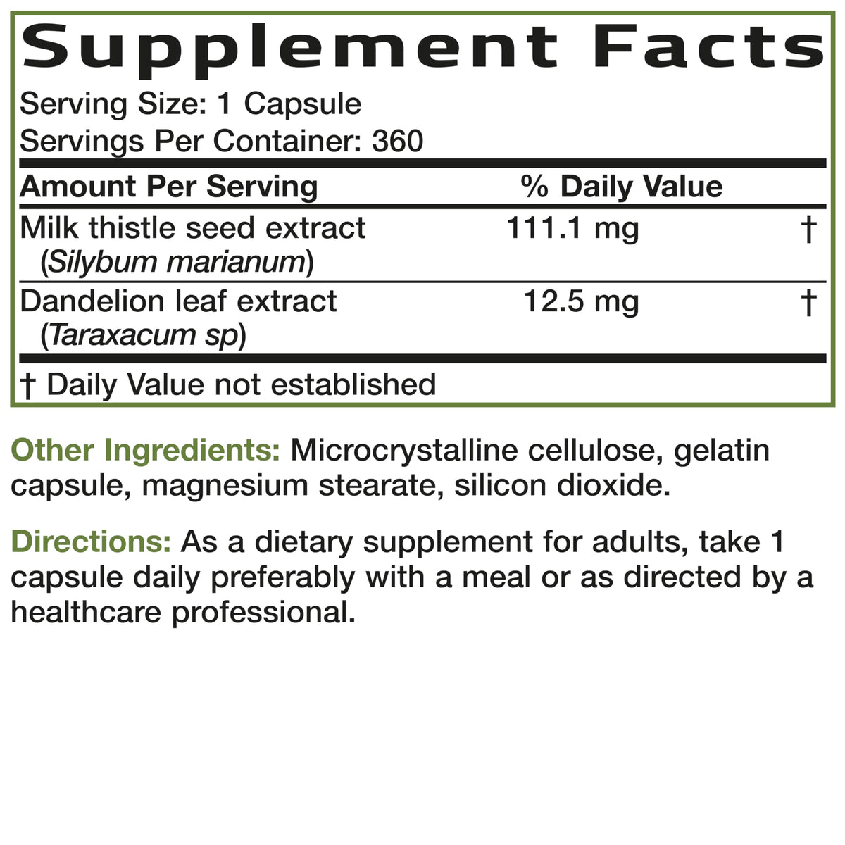 Bronson Milk Thistle Silymarin Marianum & Dandelion Extract, 120 Capsules - 2-in-1 Liver Cleanse, Health, Detox & Antioxidant Support, Non-GMO, Gluten-Free, Soy-Free